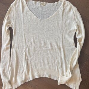 The Row Cream V-Neck Knit Sweater